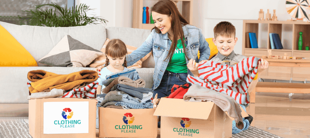 People placing clothes in donation bins provided by Clothing Please in Western Australia